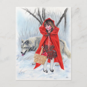 Kleine rode en slechte wolf kerstkaart feestdagenkaart