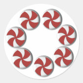 Kleine rode en witte pepermunt vakantie ronde sticker (Voorkant)
