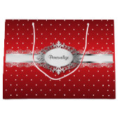 Kleine rode en witte pooldots large cadeautasje (Voorkant)