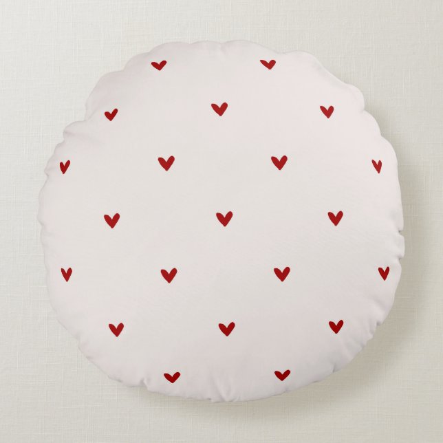 Kleine rode harten rond kussen (Voorkant)