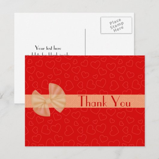 Kleine Rode Hartjes Bedankkaart Briefkaart (Voorkant / Achterkant)