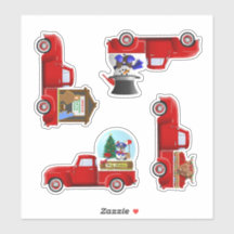 Kleine Rode Kersttruck Stickers
