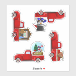 Kleine Rode Kersttruck Stickers