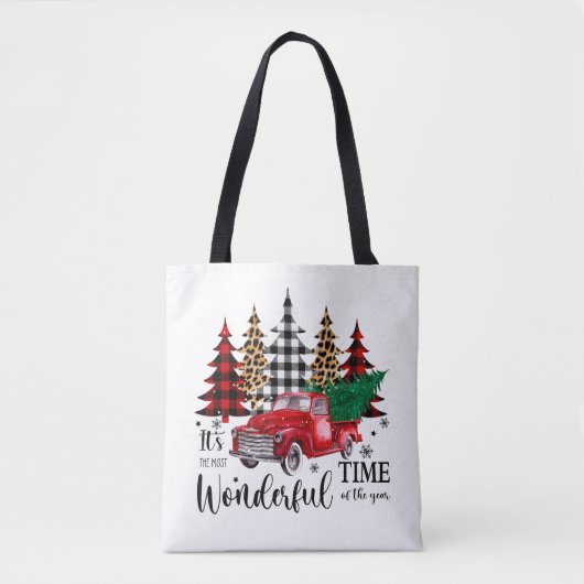 Kleine rode kersttruck tote bag (Voorkant)