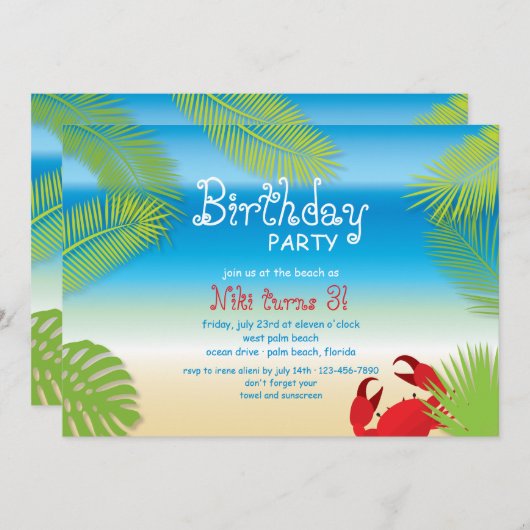 Kleine rode krab uitnodiging (Voorkant / Achterkant)