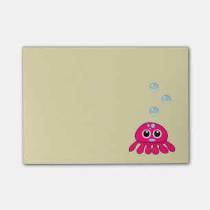Kleine rode kwal met blauwe waterbellen post-it® notes