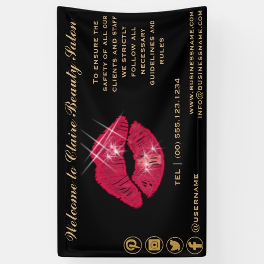 Kleine rode lippen welkom spandoek (Verticaal)