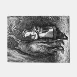 Kleine rode mantel ontmoet oude vader wolf deurmat