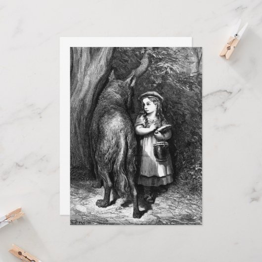 Kleine rode mantel ontmoet oude vader wolf kaart (Voorkant / Achterkant in situ)