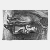 Kleine rode mantel ontmoet oude vader wolf theedoek (Horizontaal)