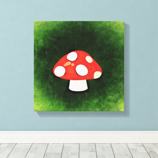 Kleine rode paddenstoel canvas afdruk (Insitu (Houten vloer))