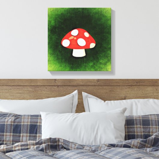 Kleine rode paddenstoel canvas afdruk (Insitu (Slaapkamer))