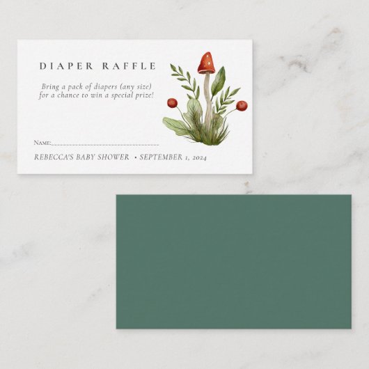 Kleine rode paddenstoel dunne Raffle Informatiekaartje (Voorkant / Achterkant)