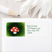 Kleine rode paddenstoel etiket (Insitu)