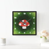 Kleine rode paddenstoel vierkante klok (Huis)