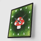 Kleine rode paddenstoel vierkante klok (Hoek)