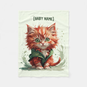 Kleine rode pluizige kitten gepersonaliseerd fleece deken