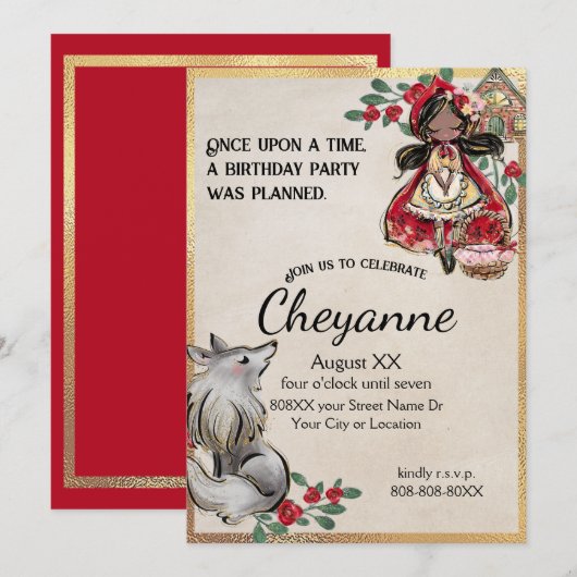 Kleine rode rijkap met zwart haar kaart (Voorkant / Achterkant)