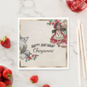 Kleine rode rijkap met zwart haar servet (Insitu)