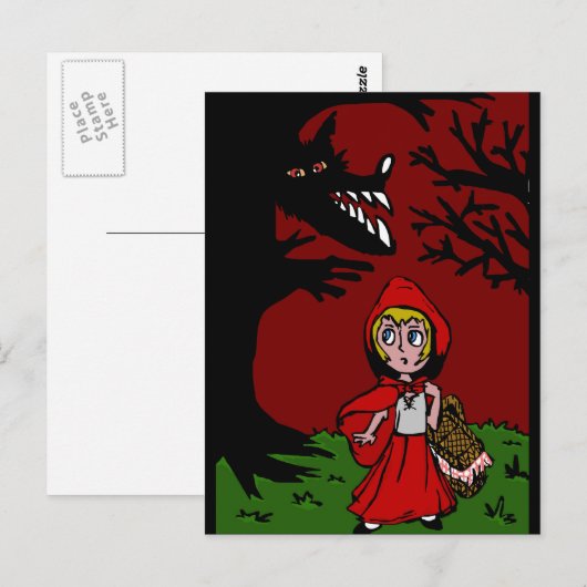 Kleine rode rijnkap in het bos briefkaart (Voorkant / Achterkant)