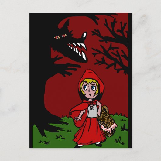 Kleine rode rijnkap in het bos briefkaart (Voorkant)