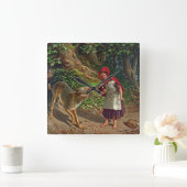 Kleine rode rijpingslappen vierkante klok (Huis)