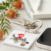 Kleine rode rondhood en de wolf acryl Sleutelhange Sleutelhanger (Voorkant Rechts)