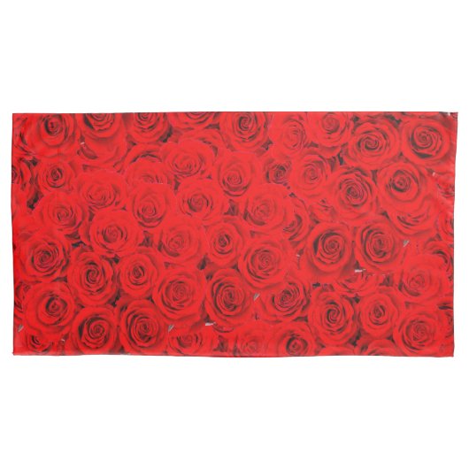 Kleine Rode Rozen Elegante Bloemen Koning Maat Kussensloop (Voorkant)