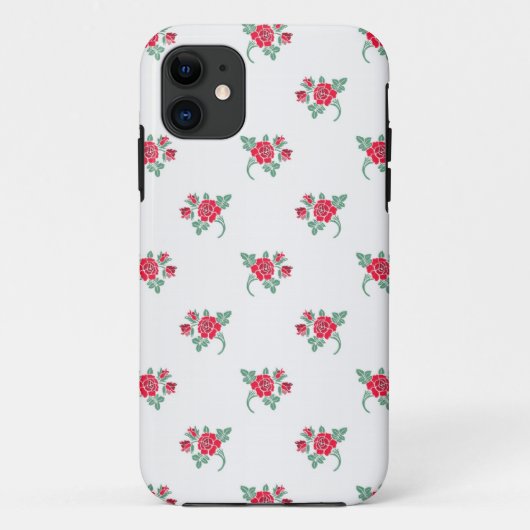 Kleine rode rozen op witte ondergrond Case-Mate iPhone case (Achterkant)