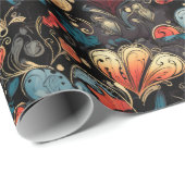 Kleine rode rozen Tattoo harten digitaal thema Cadeaupapier (Rol Hoek)