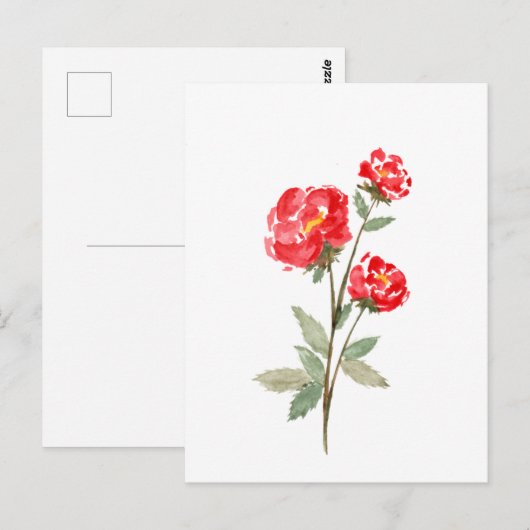 Kleine rode rozenbloem briefkaart (Voorkant / Achterkant)