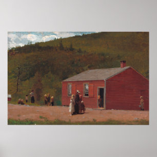 Kleine rode schoolcabine van Winslow Homer Poster
