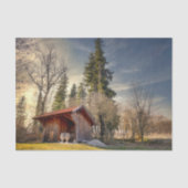 Kleine rode schuur met keramische potten tissuepapier (Voorkant)