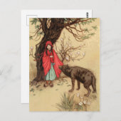 Kleine rode slechthout  feiale tas briefkaart (Voorkant / Achterkant)