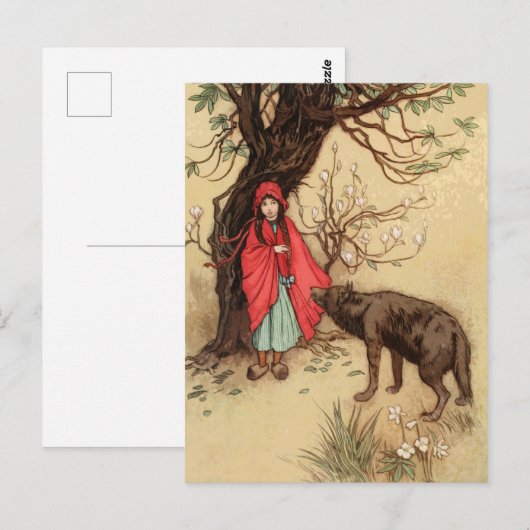 Kleine rode slechthout  feiale tas briefkaart (Voorkant / Achterkant)