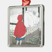 Kleine rode sleedhood: wat grutten die je hebt! metalen ornament (Links)