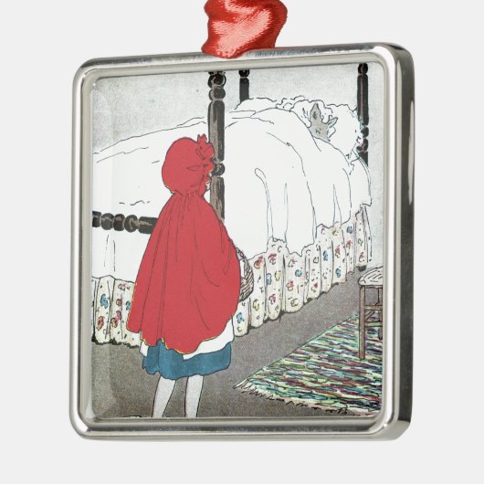 Kleine rode sleedhood: wat grutten die je hebt! metalen ornament (Links)