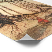  kleine rode sleehout in het bos met wolf poster (Hoek)