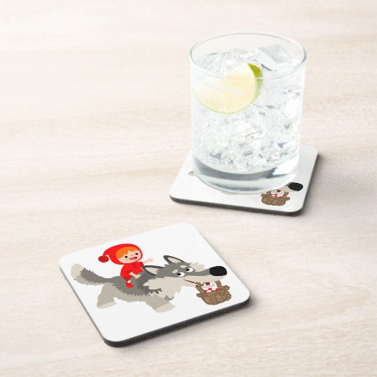 Kleine rode sleerhood en de wolfskist Onderzetters (Rechterzijde)