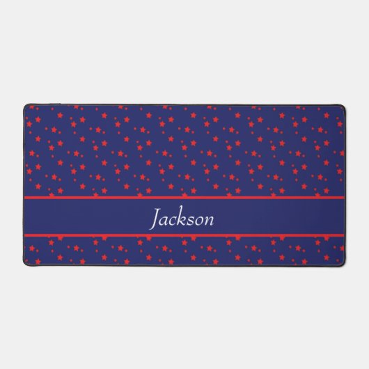 Kleine rode sterren op blauw bureaumat (Voorkant)