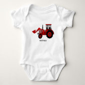 Kleine rode tractor romper (Voorkant)