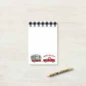 Kleine rode truck en camper post-it® notes (Op bureau)