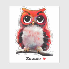 Kleine rode uil sticker
