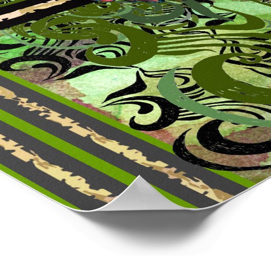 Kleine rode ventilator en groen demaspatroon poster (Hoek)