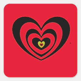 Kleine rode vierkante stickers met rode zwarte har