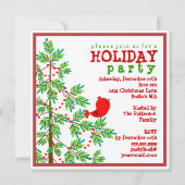 Kleine rode vogel in een kerstboomfeest kaart (Achterkant)