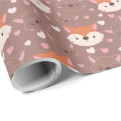 Kleine rode vos gezicht op tan cadeaupapier (Rol Hoek)