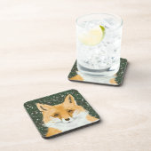 Kleine rode vos - in de sneeuw. bier onderzetter (Rechterzijde)