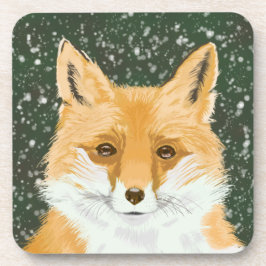 Kleine rode vos - in de sneeuw. bier onderzetter