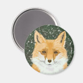 Kleine rode vos - in de sneeuw. magneet (Voorkant / Achterkant)